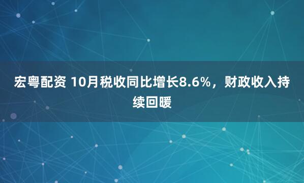 宏粤配资 10月税收同比增长8.6%，财政收入持续回暖