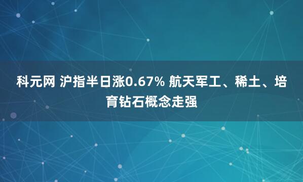 科元网 沪指半日涨0.67% 航天军工、稀土、培育钻石概念走强
